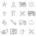 Engineering, construction and repair tools outline icon set. Vector illustration Royalty Free Stock Photo